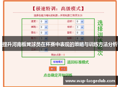 提升河南板凳球员在杯赛中表现的策略与训练方法分析
